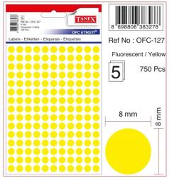 Etichete autoadezive color, D 8 mm , 750 buc/set - galben (TX-OFC-127-YE)