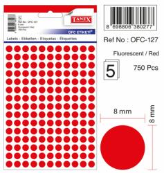 Etichete autoadezive color, D 8 mm, 750 buc/set - rosu (TX-OFC-127-RE)