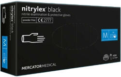 Mercator Medical Púdermentes fekete vizsgálókesztyű Mercator Nitrylex nitril S - 100 db