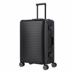 Travelite Next fekete alumínium 4 kerekű csatos közepes bőrönd (79948-01)