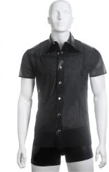  Bőr berakásos fekete átlátszó ing. Méret: L - diamondsexshop