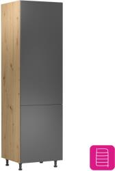 TEMPO KONDELA Élelmiszer szekrény polcokkal, artisan tölgy/szürke matt, univerzális, LANGEN D60R