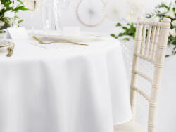PartyDeco Покривка за маса - бяла, кръгла 230 cм