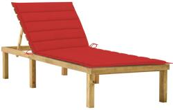 vidaXL Șezlong cu pernă roșie, lemn de pin tratat (3065855) - vidaxl