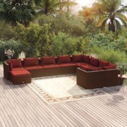 vidaXL Set mobilier de grădină cu perne, 10 piese, maro, poliratan (3102683) - vidaxl