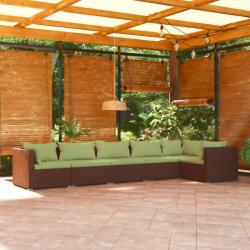 vidaXL Set mobilier de grădină cu perne, 6 piese, maro, poliratan (3101708) - vidaxl