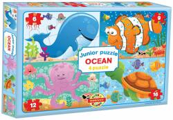 Dohány Puzzle Junior Ocean 4 Dohány Lumea marină 6-9-12-16 piese de la vârsta de 24 de luni (DH502010)