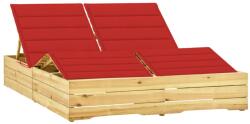 vidaXL Șezlong dublu și perne roșii, lemn de pin tratat (3065990) - vidaxl