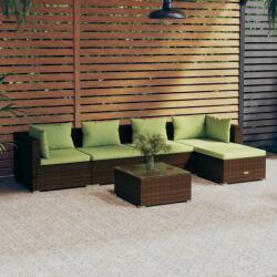 vidaXL Set mobilier de grădină cu perne, 6 piese, maro, poliratan (3101668) - vidaxl