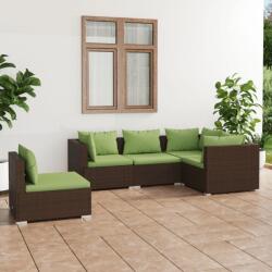 vidaXL Set mobilier de grădină cu perne, 5 piese, maro, poliratan (3102316) - vidaxl