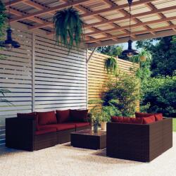 vidaXL Set mobilier de grădină cu perne, 6 piese, maro, poliratan (3101491) - vidaxl