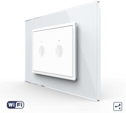 LIVOLO Intrerupator Dublu Cap Scara / Cruce Wi-Fi cu Touch LIVOLO cu rama din sticla, standard italian - Serie Noua, Alb