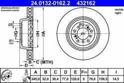 ATE Disc frana ATE 24.0132-0162.2 (24.0132-0162.2) - automobilus