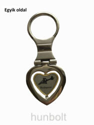 Ezüst színű krómozott szív Országház kulcstartó 7, 5x3, 5 cm