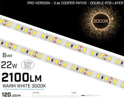 24LED Banda LED , 240LED m , 12V , 24W , 3000K , IP20 , 2300lm , 10mm , 3 oz Versiunea PRO