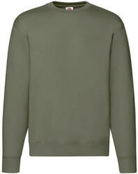 Fruit of the Loom Uniszex Pulóver Hosszú ujjú Fruit of the Loom Premium Set In Sweat - XL, Oliva zöld