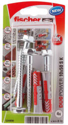 Fischer DUOPOWER dübel 10 x 50 S K NV - csavarral, bliszteres, 4 db/csomag (534999) - praktikuskft