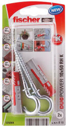 Fischer DUOPOWER dübel 10 x 50 RH K NV - körkampóval, bliszteres, 2 db/csomag (535004) - praktikuskft