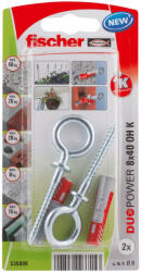 Fischer DUOPOWER dübel 8 x 40 OH K NV - szemescsavarral, bliszteres, 2 db/csomag (535006) - praktikuskft
