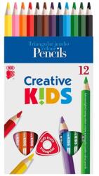 ICO Színes ceruza készlet 12db-os ICO jumbó vastag Creatíve Kids háromszögű színes test