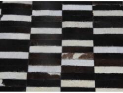 TEMPO KONDELA Covor de lux din piele, maro/negru/alb, patchwork, 201x300, Piele de vită Tip 6