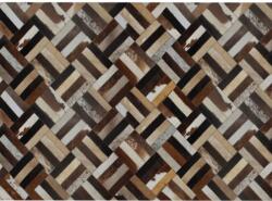 TEMPO KONDELA Covor de lux din piele, maro/negru/bej, patchwork, 70x140 , KOŽA TYP 2 Covor