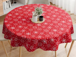 Goldea față de masă 100% bumbac - fulgi de zăpadă pe roșu - rotundă Ø 100 cm Fata de masa