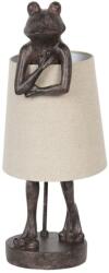 Clayre & Eef Veioza decorativa din polirasina maro cu abajur textil crem Ø 23 cm x 56 cm (6LMP645)