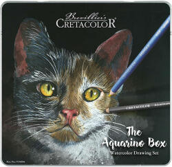CRETACOLOR The Aquarino Box akvarell rajzceruza készlet, 24 db-os, fémdobozos
