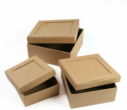 ArtExport Papírmasé doboz készlet - négyzet, paszpartus, 3 db-os