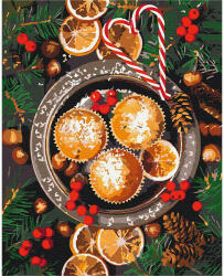 Brushme Számozott kifestő készlet, feszített vásznon, 40x50 cm - Karácsonyi finomságok