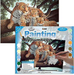 Royal & Langnickel Számozott kifestő készlet, akrilfesték+ecset, 29x39 cm - Afrikai leopárd
