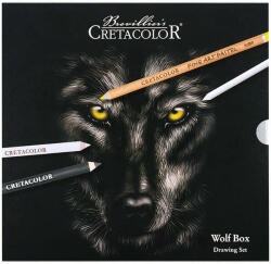 CRETACOLOR Wolf Box fekete-fehér rajzkészlet, 25 db-os, fémdobozos