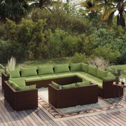vidaXL Set mobilier de grădină cu perne, 12 piese, maro, poliratan (3102892)
