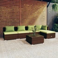 vidaXL Set mobilier de grădină cu perne, 6 piese, maro, poliratan (3101636) - vidaxl