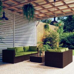vidaXL Set mobilier de grădină cu perne, 6 piese, maro, poliratan (3101492) - vidaxl