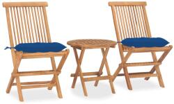 vidaXL Set mobilier exterior pliabil cu pernă, 3 piese, lemn masiv tec (3063196)