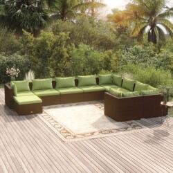 vidaXL Set mobilier de grădină cu perne, 10 piese, maro, poliratan (3102684) - vidaxl