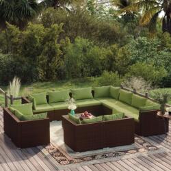 vidaXL Set mobilier de grădină cu perne, 12 piese, maro, poliratan (3102884)