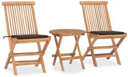 vidaXL Set mobilier exterior pliabil cu perne, 3 piese, lemn masiv tec (3063179) - vidaxl