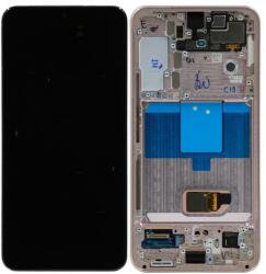 Samsung GH82-27520D Gyári Samsung Galaxy S22 5G OLED kijelző érintővel rózsaszín kerettel előlap (GH82-27520D)