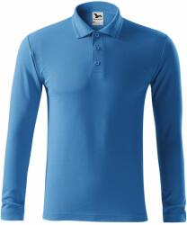 MALFINI Tricou polo bărbați cu mânecă lungă Pique Polo LS - Albastru azur | XXXL (2211418)