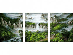 Ipicasso Set 3 picturi pe numere, cu sasiu, Cascada in munti, 50 x 120 cm (PC34050004)