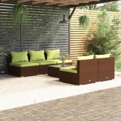vidaXL Set mobilier de grădină cu perne, 6 piese, maro, poliratan (3101452) - vidaxl