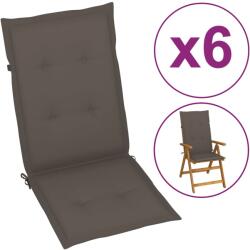 vidaXL Perne scaun spătar înalt 6 buc. , gri taupe, 120x50x3 cm, textil (314112)