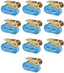 vidaXL Chingi fixare cu clichet 10 buc, 0, 8 tone, 4m x 25mm, albastru (142653)