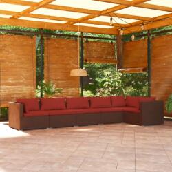 vidaXL Set mobilier de grădină cu perne, 6 piese, maro, poliratan (3101707) - vidaxl