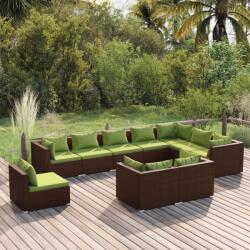 vidaXL Set mobilier de grădină cu perne, 10 piese, maro, poliratan (3102660)