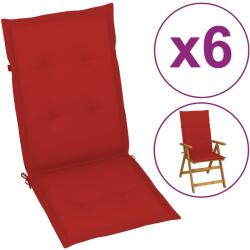 vidaXL Perne scaun cu spătar înalt, 6 buc. , roșu, 120x50x3 cm, textil (314110)