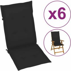 vidaXL Perne scaun spătar înalt, 6 buc. , negru, 120x50x3 cm, textil (314111)